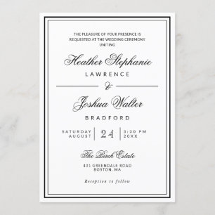 Invitación Elegante Boda blanco Minimalista