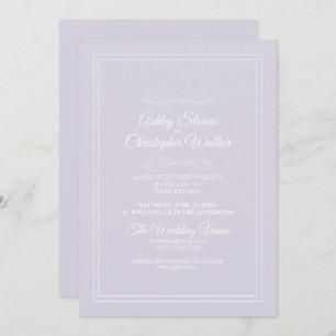 Invitación Elegante Boda blanco morado de Lavanda