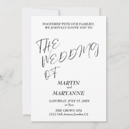 Invitación Elegante Boda blanco negro