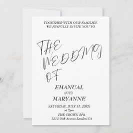 Invitación Elegante Boda blanco negro