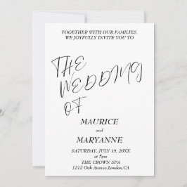 Invitación Elegante Boda blanco negro