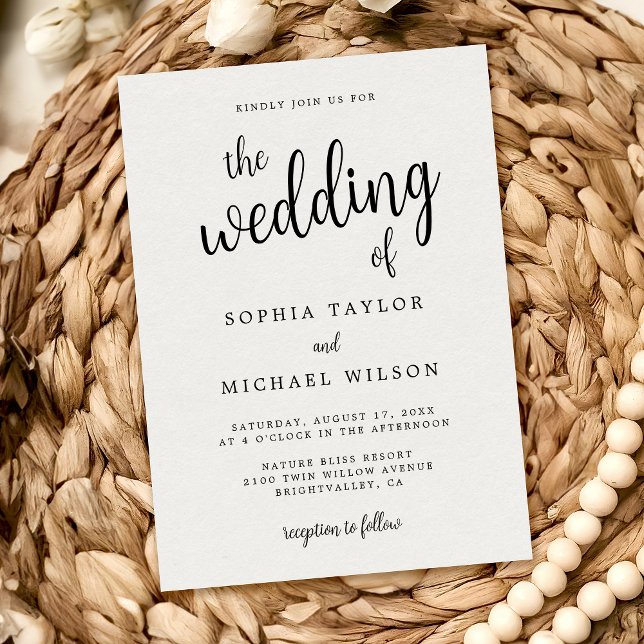 Invitación Elegante Boda blanco negro con letras de mano (Subido por el creador)