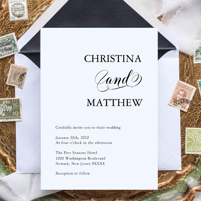 Invitación Elegante Boda blanco negro Minimalista (Subido por el creador)