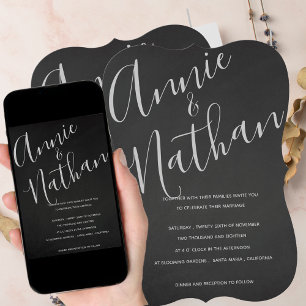 Invitación Elegante Boda blanco negro Minimalista