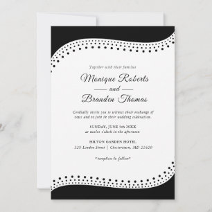 Invitación Elegante Boda blanco/negro punteado