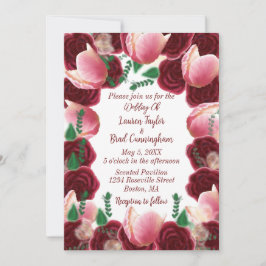 Invitación Elegante Boda blanco rosa de Borgoña y Rubor