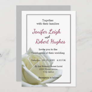 Invitación Elegante boda blanco rosa y plata