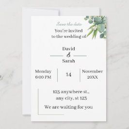 Invitación Elegante Boda blanco verde