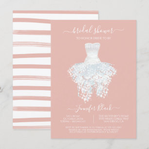 Invitación Elegante Boda blanco vestido ducha de novia Invita