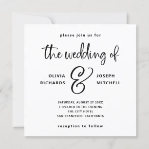 Invitación Elegante Boda blanco y negro
