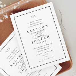 Invitación Elegante Boda blanco y negro