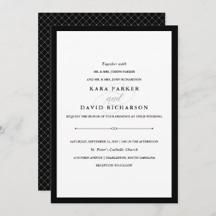 Invitación Elegante Boda blanco y negro