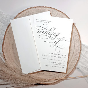 Invitación Elegante Boda blanco y negro ordenado
