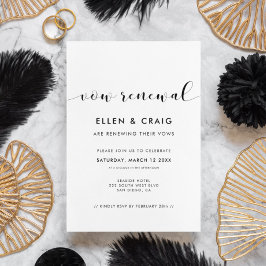 Invitación Elegante Boda blanco y negro Renovación de votos