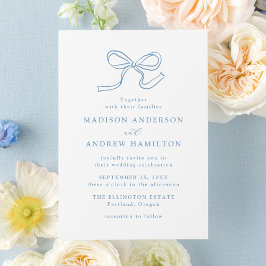 Invitación Elegante Boda Blue Bow