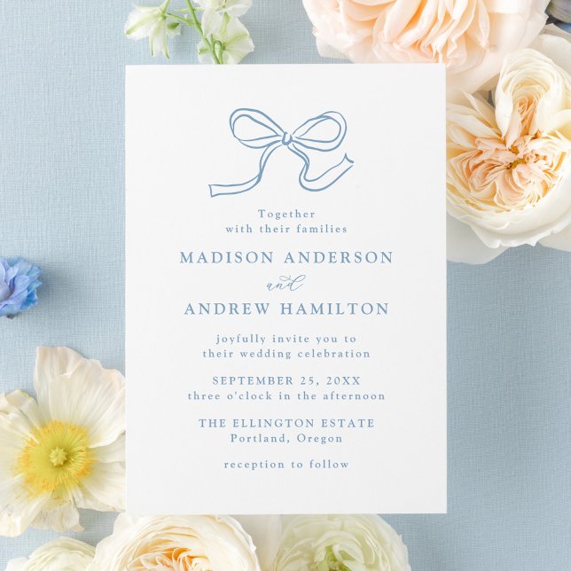 Invitación Elegante Boda Blue Bow (Subido por el creador)