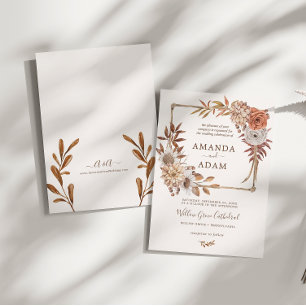 Invitación Elegante Boda bohemiano de acuarela otoñal