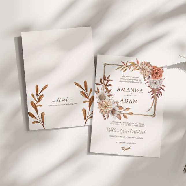 Invitación Elegante Boda bohemiano de acuarela otoñal (Subido por el creador)