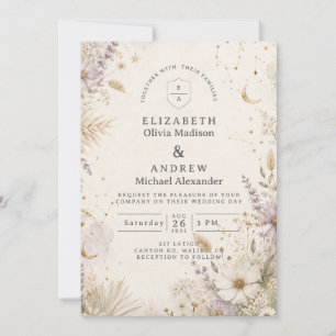 Invitación Elegante Boda Bohemio Celestial bajo la Luz de la 