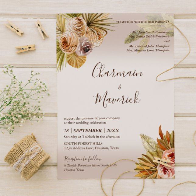 Invitación Elegante Boda bohemio de Terracota (Subido por el creador)