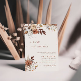 Invitación Elegante Boda Bohemio de Terracota 