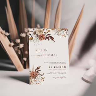 Invitación Elegante Boda Bohemio de Terracota