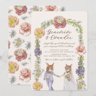 Invitación Elegante Boda Boho Bunny Rabbit Love Watercolor