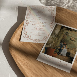 Invitación Elegante Boda Boho Chic de Terracota Naranja Quema