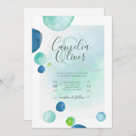 Invitación Elegante Boda Boho de acuarela de vidrio marino