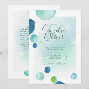 Invitación Elegante Boda Boho de acuarela de vidrio marino