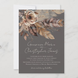Invitación Elegante Boda Boho Earthy Floral Watercolor