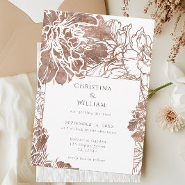 Invitación Elegante Boda Boho Floral Terracotta Brown