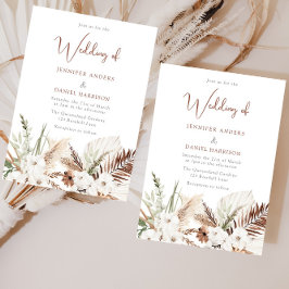 Invitación Elegante Boda Boho: Terracota floral blanca