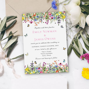 Invitación Elegante Boda Boho Wildflowers