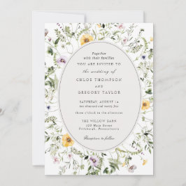 Invitación Elegante Boda Boho Yellow Wildflower Greeneration