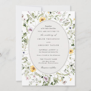 Invitación Elegante Boda Boho Yellow Wildflower Greeneration