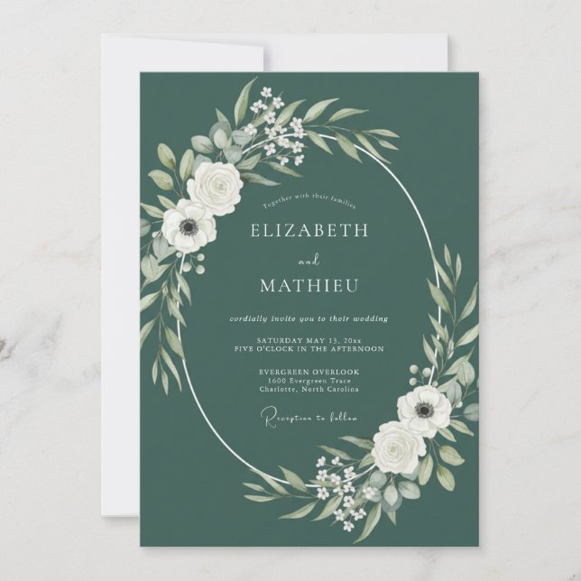 Invitación Elegante Boda Bosque Verde Forestal (Anverso)
