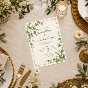Invitación Elegante Boda Botánica de Lirio de Calla