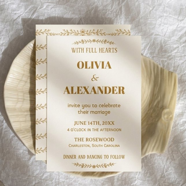Invitación Elegante Boda Botánica en Dorado (Subido por el creador)