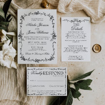 Elegante Boda Botánica Floral en Blanco y Negro