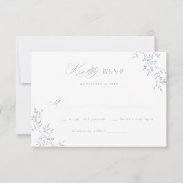 Invitación Elegante Boda Botánica Leafy Blue Laurel RSVP