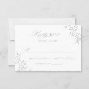 Invitación Elegante Boda Botánica Leafy Blue Laurel RSVP