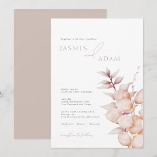 Invitación Elegante Boda Botánica Neutral