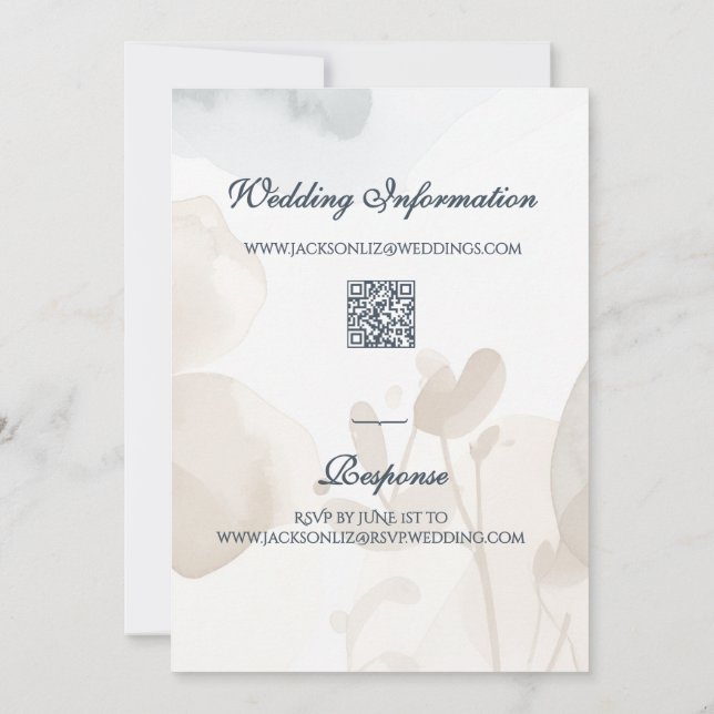 Invitación Elegante Boda Botánica Romántica con Letra Script  (Reverso)