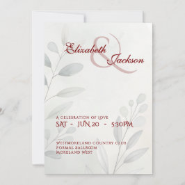 Invitación Elegante Boda Botánica Romántica con Letra Script