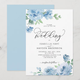 Invitación Elegante Boda botánico Blue Floral Blue Baby I