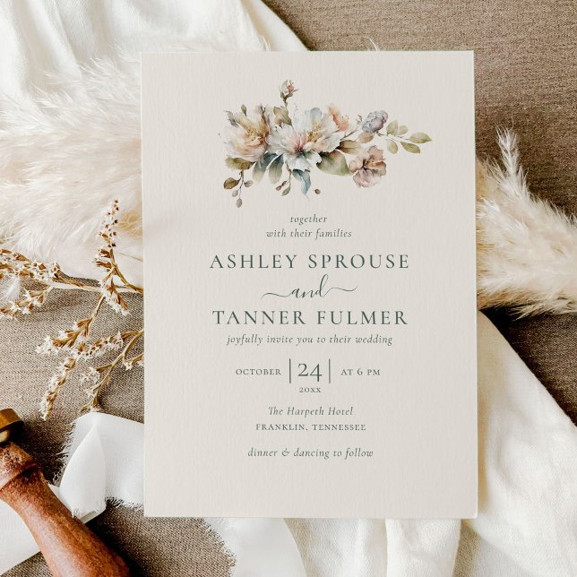 Invitación Elegante Boda Botánico Boho Vintage Floral (Subido por el creador)