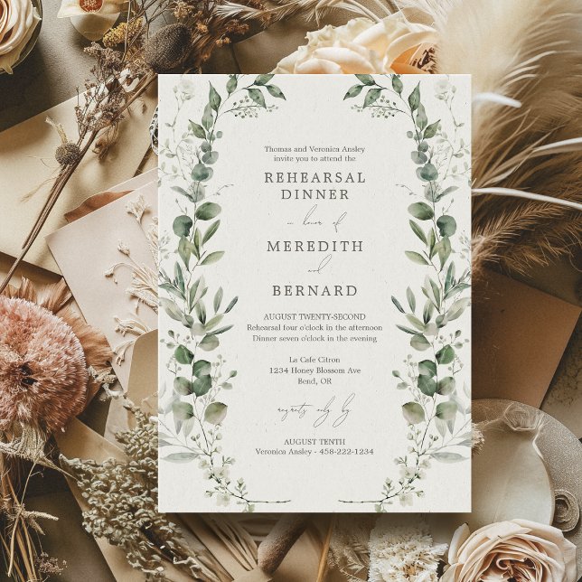 Invitación Elegante Boda Botánico Cena de Ensayo (Subido por el creador)