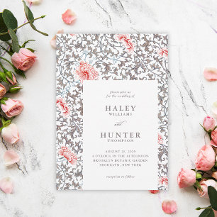 Invitación Elegante Boda botánico clásico de época
