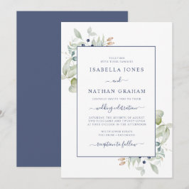 Invitación Elegante Boda botánico de acuarela de la Marina de